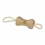 Natural Leather Bone Tug Toy - 10"