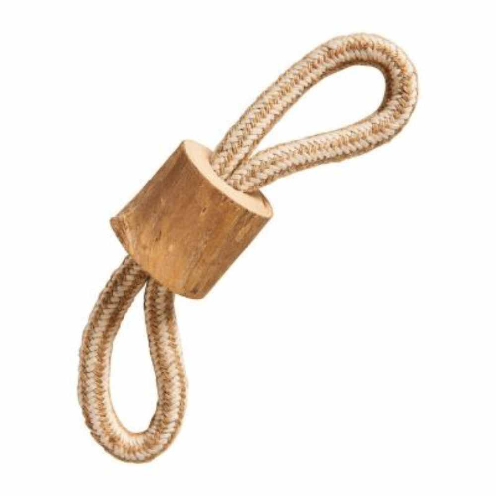 Spot Coffee Wood Rope Tug Toy SPOT Love The Earth Coffee Wood Chew & Rope Tug Dog Toy - Image 1