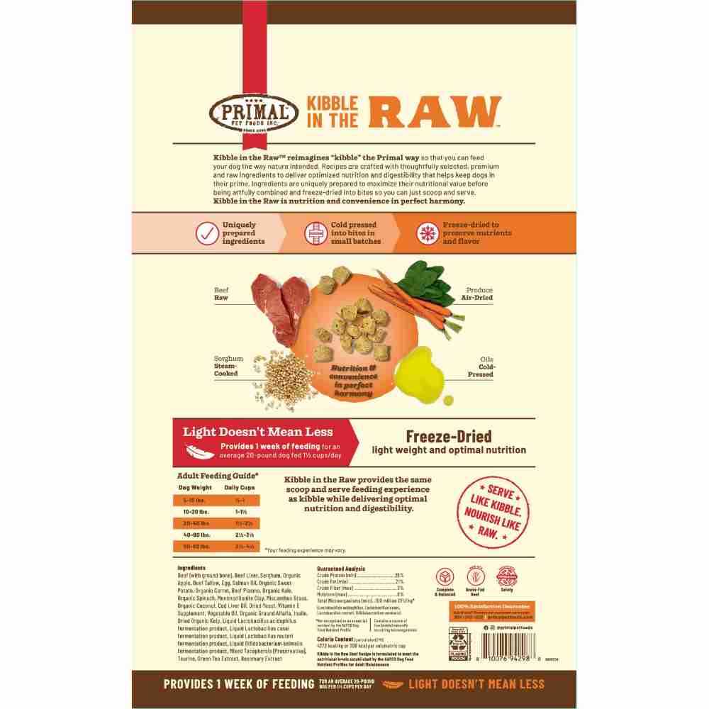 Primal Kibble In The Raw Beef Recipe Dog 1.5lb (2) Primal Kibble In The Raw Beef Recipe Dog 1.5lb (2)