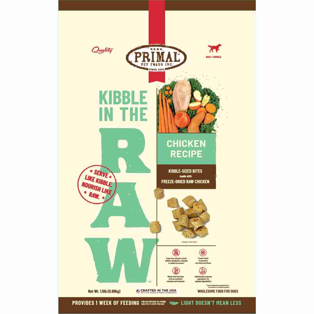 Primal Kibble In The Raw Chicken Recipe Dog 1.5lb Primal Kibble In The Raw Chicken Recipe Dog 1.5lb
