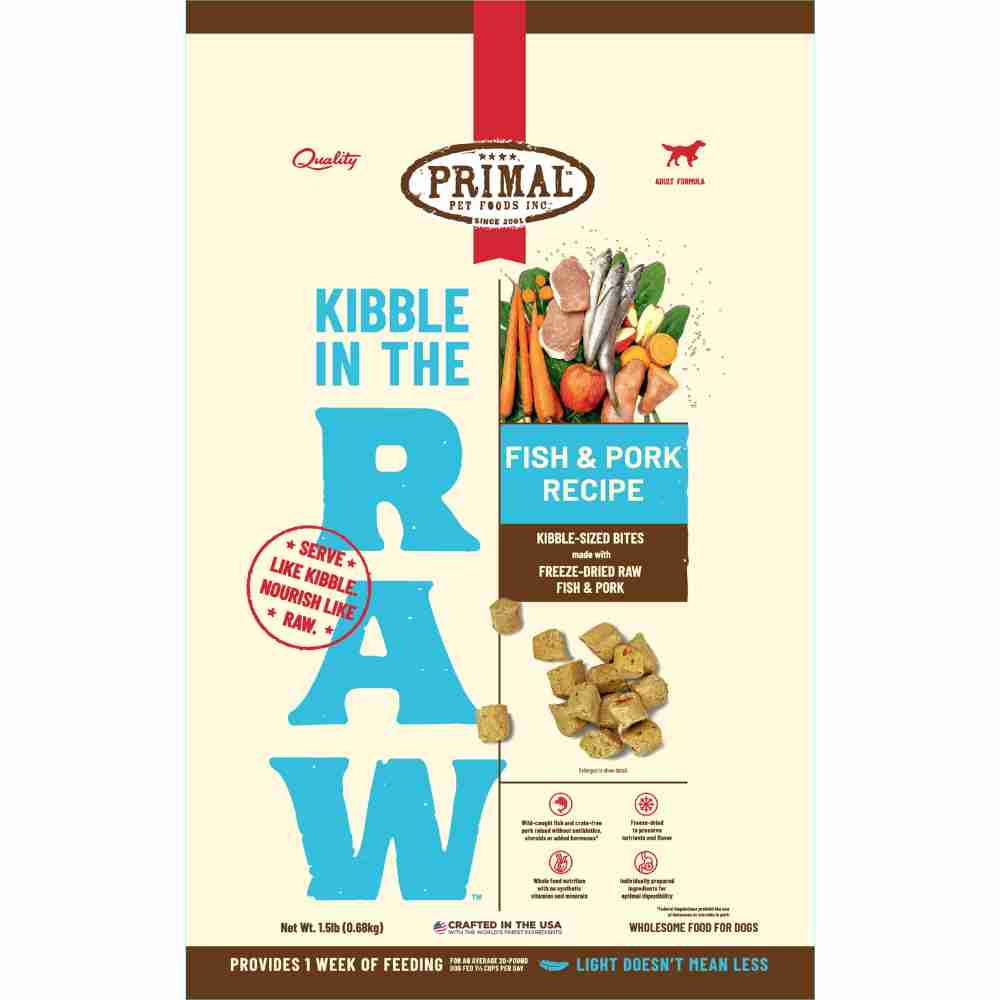 Primal Kibble In The Raw Fish & Pork Recipe Dog 1.5lb Primal Kibble In The Raw Fish & Pork Recipe Dog 1.5lb