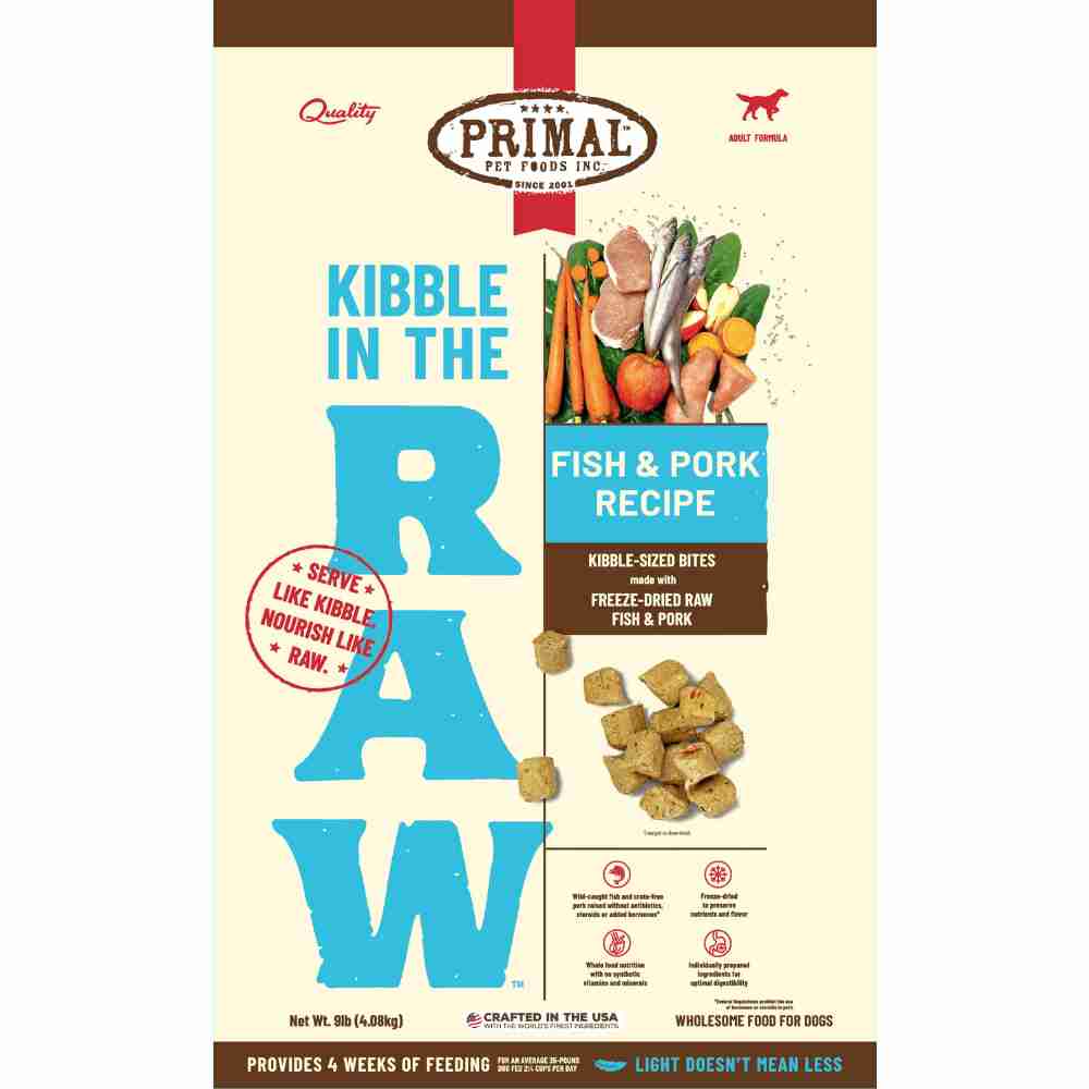 Primal Kibble In The Raw Fish & Pork Recipe Dog 9lb Primal Kibble In The Raw Fish & Pork Recipe Dog 9lb