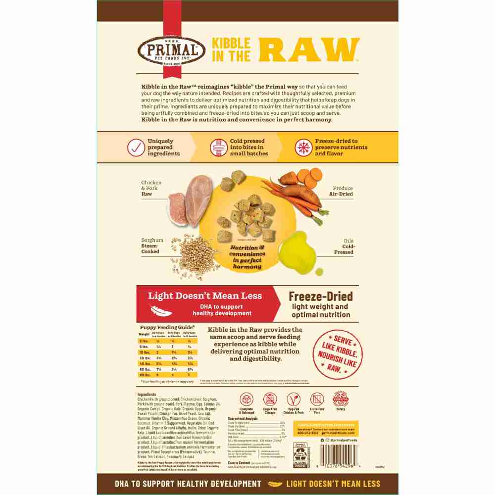 Primal Kibble In The Raw Puppy Chicken & Pork Recipe Dog 9lb (2) Primal Kibble In The Raw Puppy Chicken & Pork Recipe Dog 9lb (2)