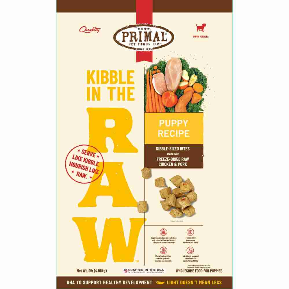 Primal Kibble In The Raw Puppy Chicken & Pork Recipe Dog 9lb Primal Kibble In The Raw Puppy Chicken & Pork Recipe Dog 9lb