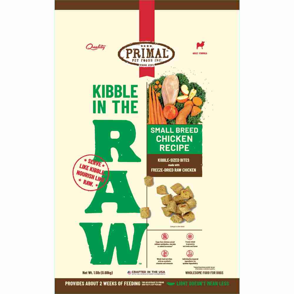 Primal Kibble In The Raw Small Breed Chicken Recipe Dog 1.5lb Primal Kibble In The Raw Small Breed Chicken Recipe Dog 1.5lb