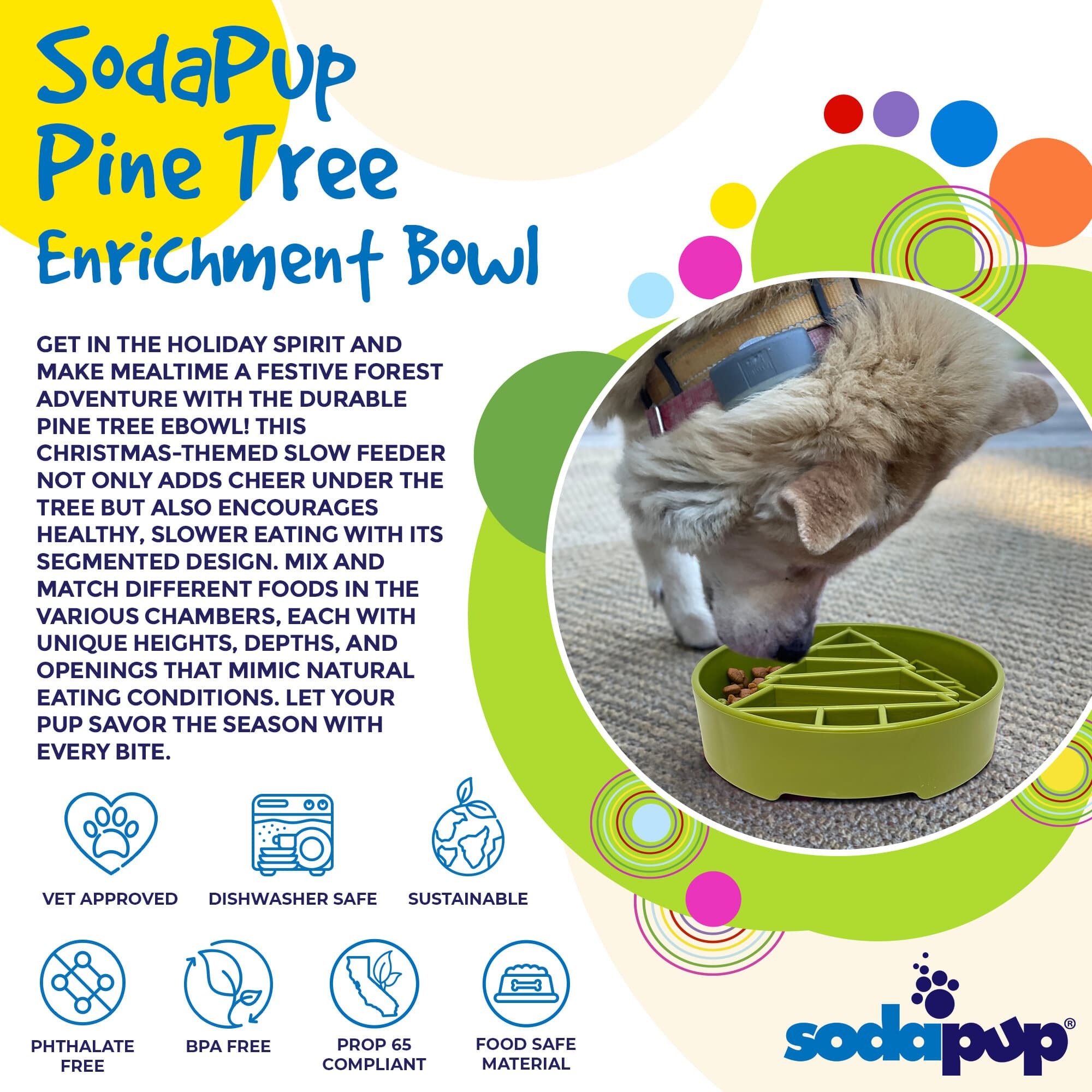Pine Tree Design eBowl Enrichment Slow Feeder Bowl for Dogs info 3 Pine Tree Design eBowl Enrichment Slow Feeder Bowl for Dogs info 3