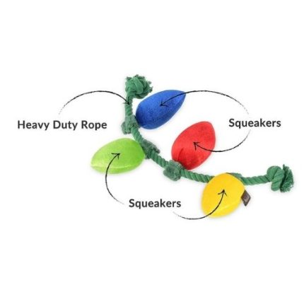 Pet PLAY Christmas Light Rope Toy Squeak Durable